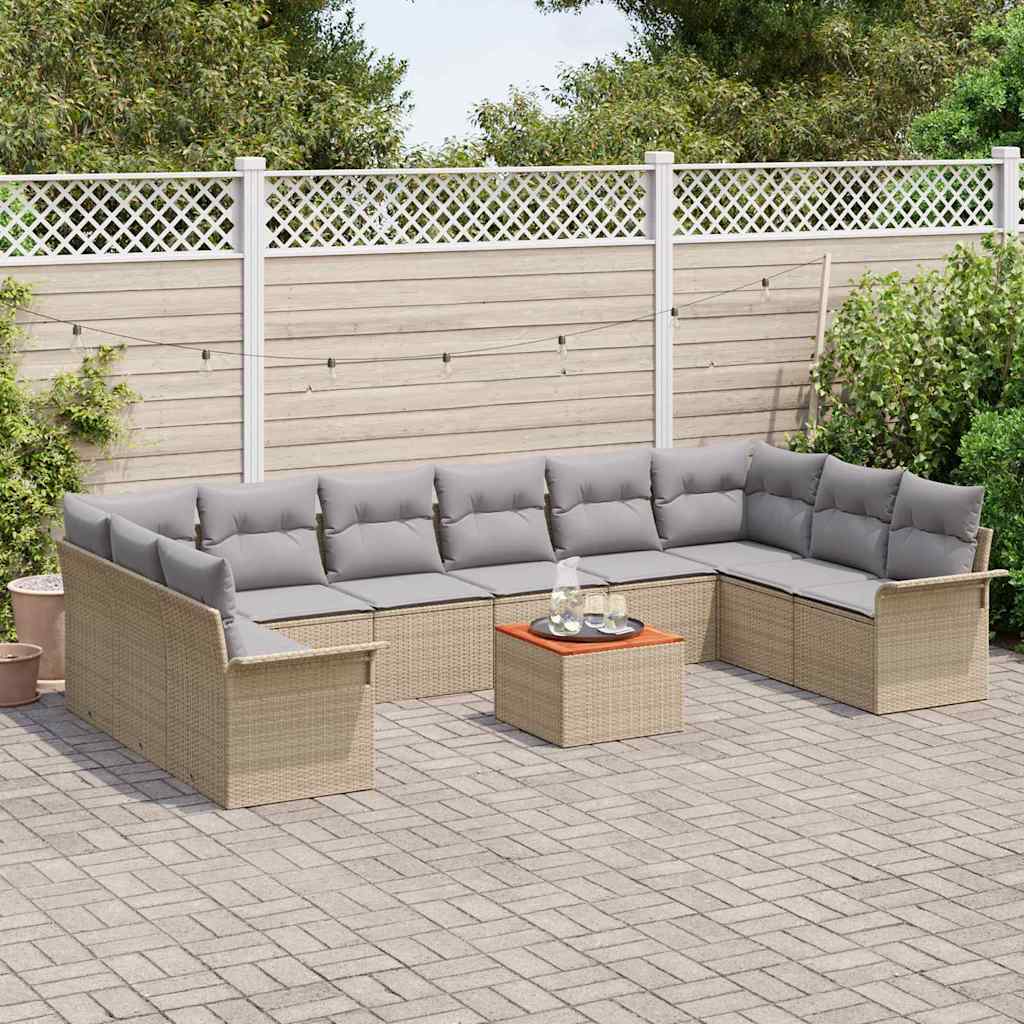 Garten-Sofa-Set 11 pcs Beige und Hellgrau 55 x 55 x 37 cm